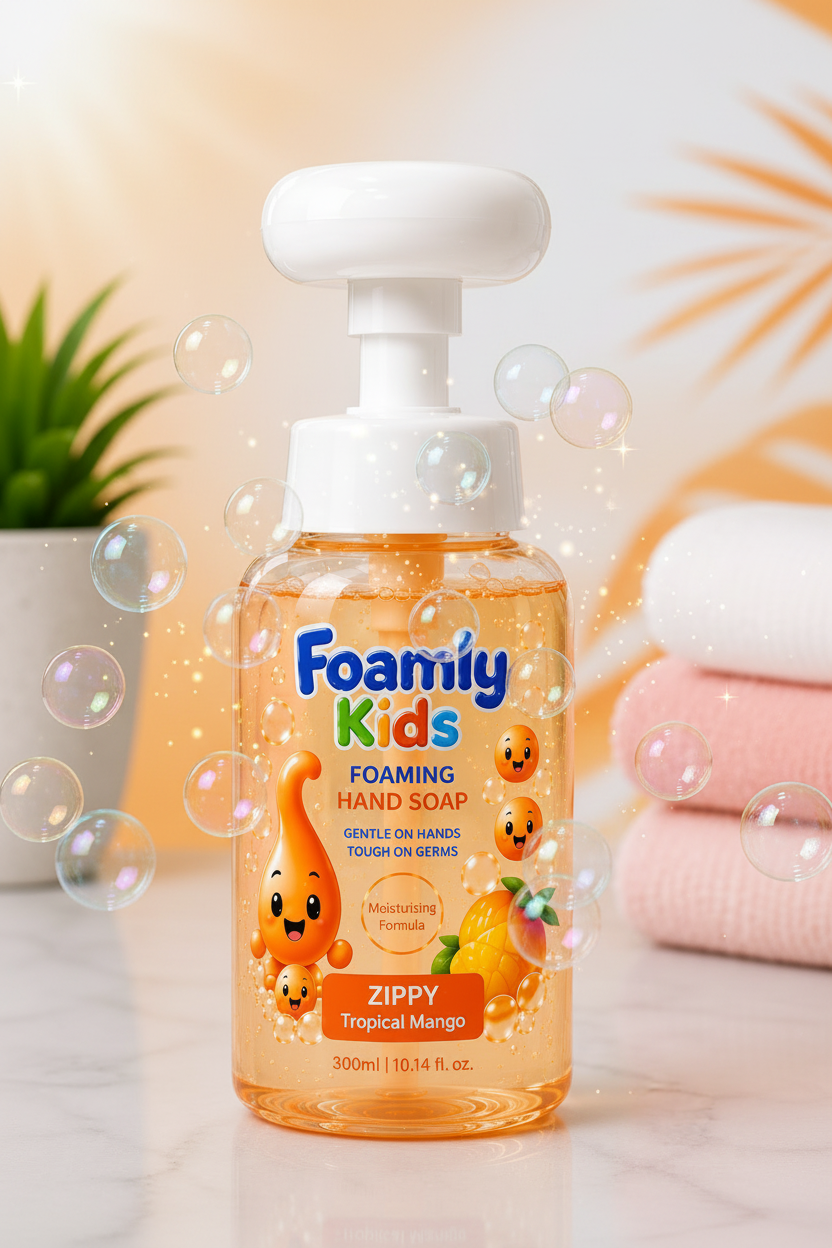 Zippy Tropical Mango Foaming Hand Soap with fun bubbles and sparkles