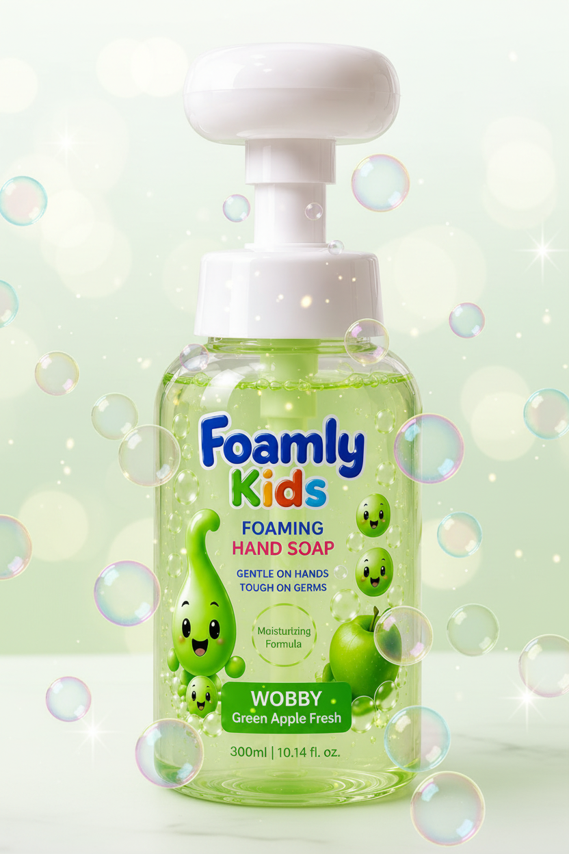Wobby Green Apple Fresh Foaming Hand Soap with fun bubbles and sparkles